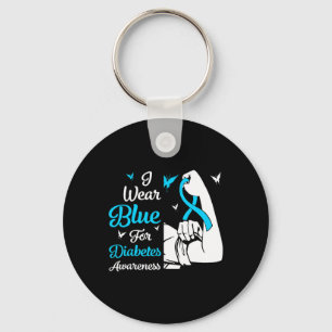 In November We Wear Blue Ribbon Diabetes Awareness Keychain