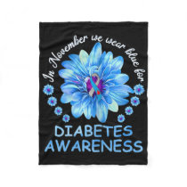 In November We Wear Blue Sunflower Diabetes Awaren Fleece Blanket