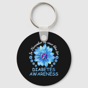 In November We Wear Blue Sunflower Diabetes Awaren Keychain