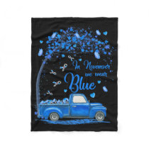 In November We Wear Blue Truck Butterfly Diabetes  Fleece Blanket