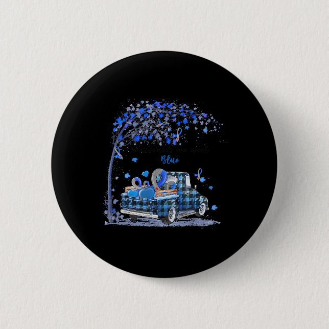 In november we wear blue truck diabetes awareness  button (Front)