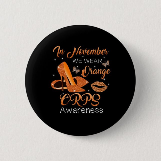In November We Wear Orange High Heels Shoes CRPS A Button (Front)