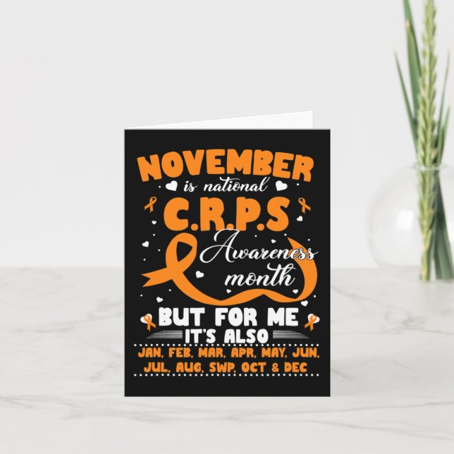 In November We Wear Orange Ribbon CRPS Awareness M Card (Front)