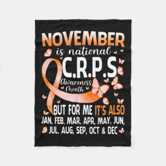 In November We Wear Orange Ribbon Crps Awareness M Fleece Blanket