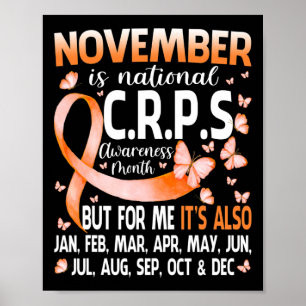 In November We Wear Orange Ribbon CRPS Awareness M Poster