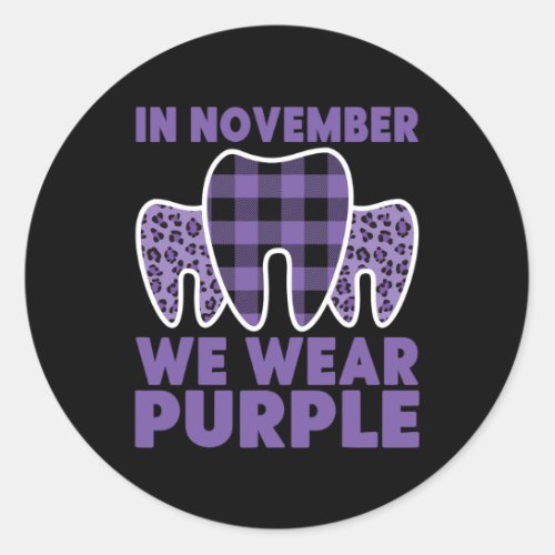 In November We Wear Purple Alzheimerheimer Awarene Classic Round Sticker