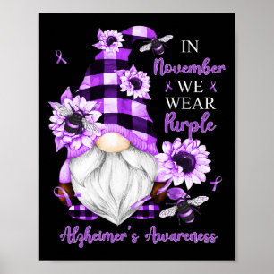 In November We Wear Purple Gnomes Alzheimer Awaren Poster