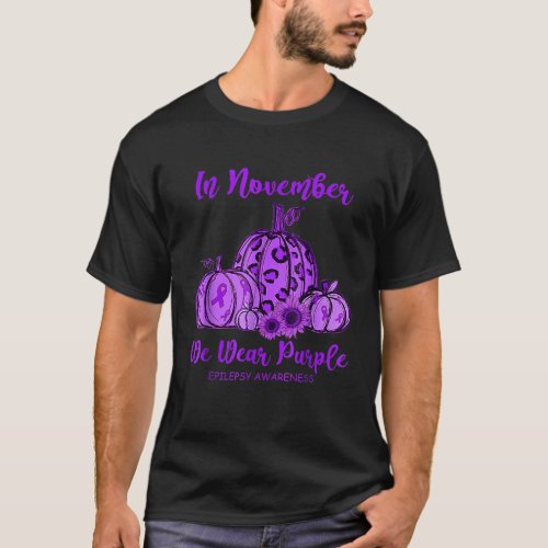 In November We Wear Purple Pumpkin Epilepsy Awaren T_Shirt