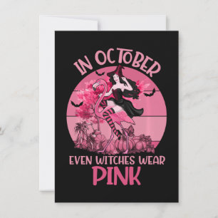 In October Even Witches Wear Pink Tee Breast Invitation