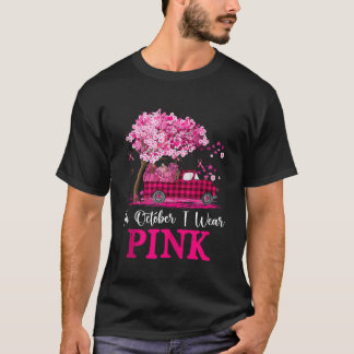 In October I Wear Pink Truck Pumpkin Breast Cancer T-Shirt