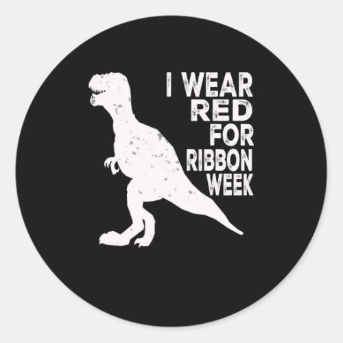 In October I Wear Red Ribbon Week Awareness Classic Round Sticker