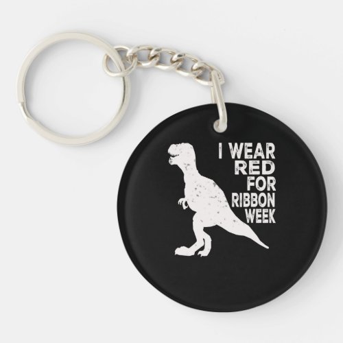 In October I Wear Red Ribbon Week Awareness Keychain