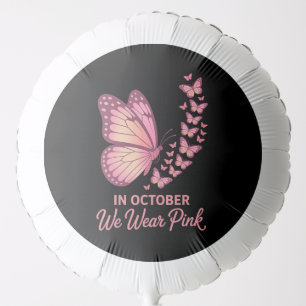 in october pink breast butterfly balloon