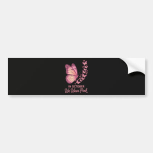 In October Pink Breast Butterfly Bumper Sticker