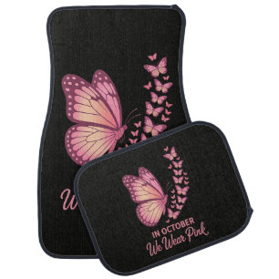 In October Pink Breast Butterfly Car Floor Mat