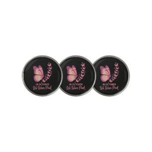 In October Pink Breast Butterfly Golf Ball Marker