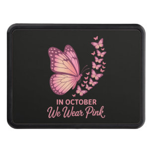 In October Pink Breast Butterfly Hitch Cover