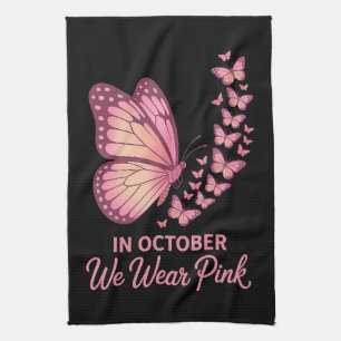 in october pink breast butterfly kitchen towel