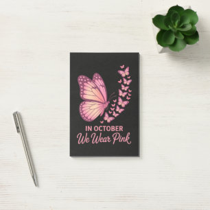 In October Pink Breast Butterfly Post-it Notes