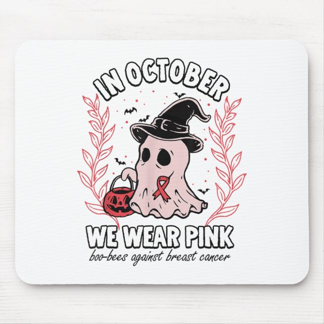 In October We Wear Nk Boo Bees Against Breast Canc Mouse Pad (Front)