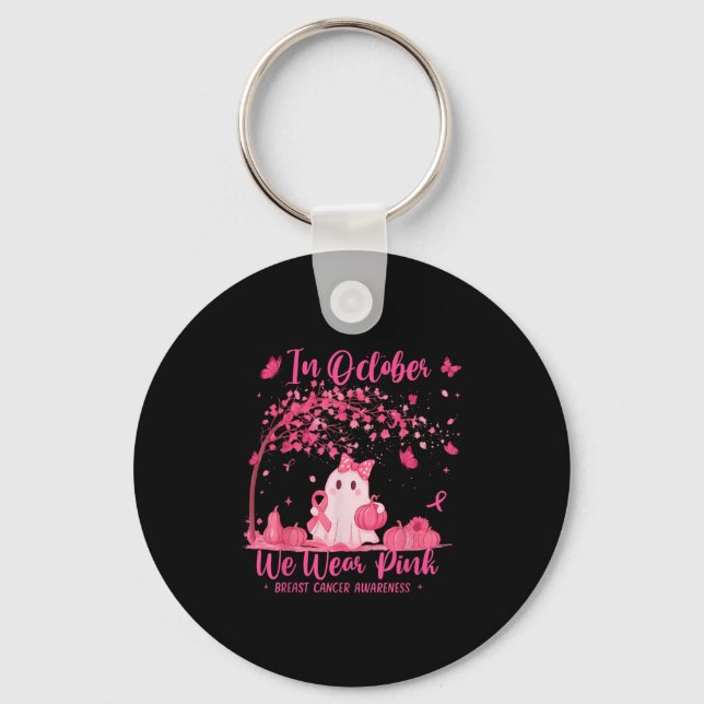 In October We Wear Nk Breast Cancer Awareness Hall Keychain (Front)