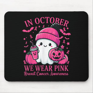 In October We Wear Nk Breast Cancer Boo Ghost Hall Mouse Pad