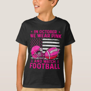 In October We Wear Nk Breast Cancer Flag Football  T-Shirt
