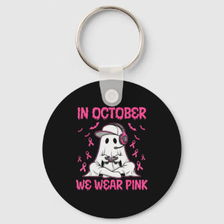 In October We Wear Nk Breast Cancer Gaming Ghost Y Keychain