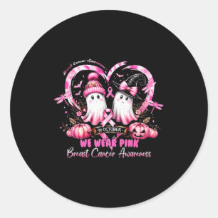 In October We Wear Nk Breast Cancer Heart Dragonfl Classic Round Sticker