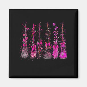 In October We Wear Nk Broom Witch Breast Cancer Ha Magnet