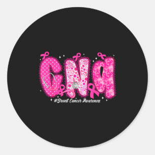 In October We Wear Nk Cna Nurse Breast Cancer Awar Classic Round Sticker
