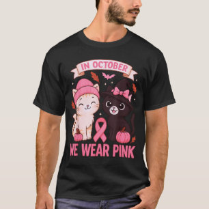 In October We Wear Nk Cute Cat Breast Cancer Aware T-Shirt