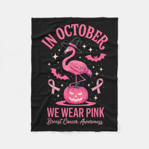 In October We Wear Nk Flamingo Halloween Fleece Blanket