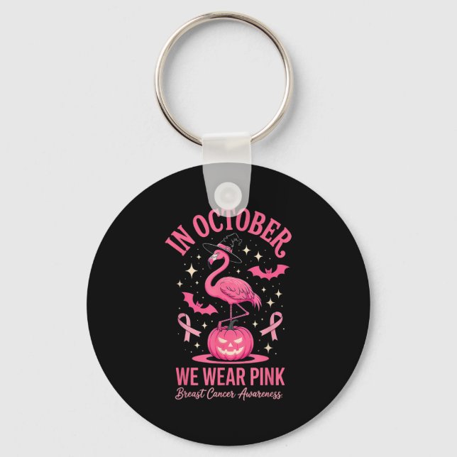 In October We Wear Nk Flamingo Halloween  Keychain (Front)