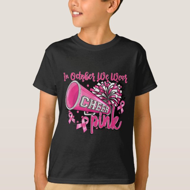 In October We Wear Nk Football Breast Cancer Cheer T-Shirt (Front)