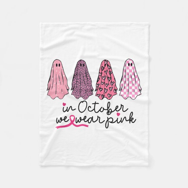 In October We Wear Nk Ghost Boo Halloween Breast C Fleece Blanket (Front)