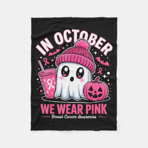 In October We Wear Nk Ghost Witch Breast Cancer Aw Fleece Blanket