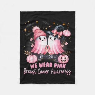 In October We Wear Nk Ghost Witch Breast Cancer Aw Fleece Blanket