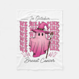 In October We Wear Nk Ghost Witch Breast Cancer Aw Fleece Blanket