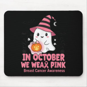 In October We Wear Nk Ghost Witch Breast Cancer Aw Mouse Pad