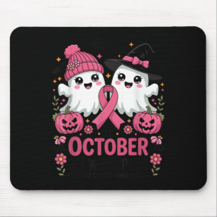 In October We Wear Nk Ghost Witch Breast Cancer Aw Mouse Pad