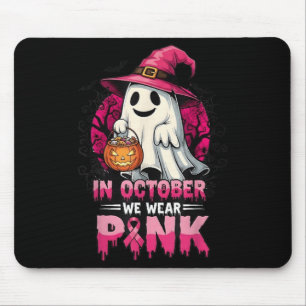 In October We Wear Nk Ghost Witch Breast Cancer Aw Mouse Pad