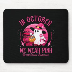 In October We Wear Nk Ghost Witch Breast Cancer Aw Mouse Pad