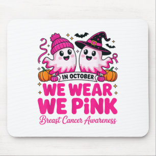 In October We Wear Nk Ghost Witch Breast Cancer Aw Mouse Pad