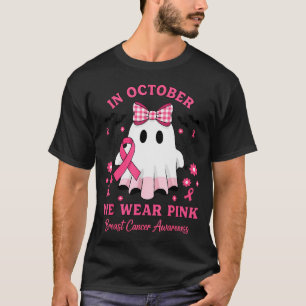 In October We Wear Nk Ghost Witch Breast Cancer Aw T-Shirt