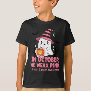 In October We Wear Nk Ghost Witch Breast Cancer Aw T-Shirt
