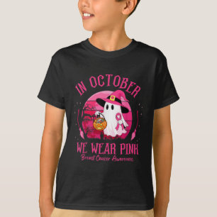 In October We Wear Nk Ghost Witch Breast Cancer Aw T-Shirt