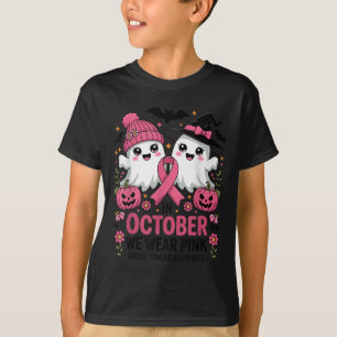 In October We Wear Nk Ghost Witch Breast Cancer Aw T-Shirt