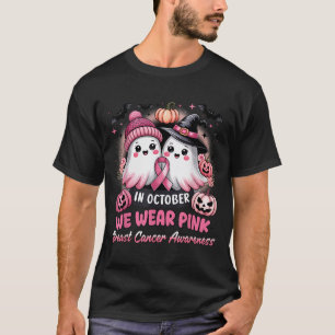 In October We Wear Nk Ghost Witch Breast Cancer Aw T-Shirt