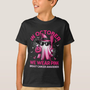 In October We Wear Nk Ghost Witch Breast Cancer Aw T-Shirt